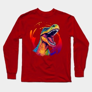 Roaring Baryonx Vibrant Color Splash Design Long Sleeve T-Shirt